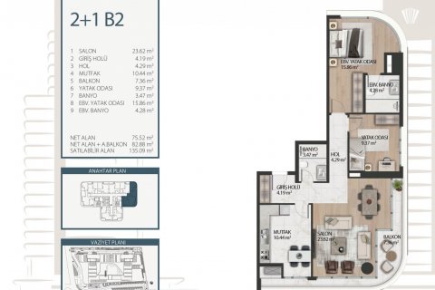 آپارتمان در  Istanbul ، امارات متحده عربی 2 خوابه ، 138 متر مربع.  شماره 63495 - 24