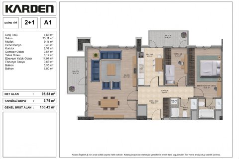 آپارتمان در  Istanbul ، امارات متحده عربی 2 خوابه ، 153 متر مربع.  شماره 66794 - 2