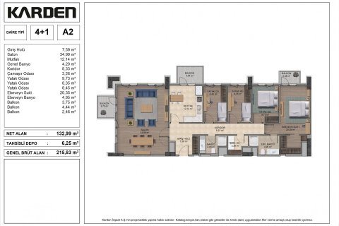 آپارتمان در  Istanbul ، امارات متحده عربی 4 خوابه ، 215 متر مربع.  شماره 66797 - 20