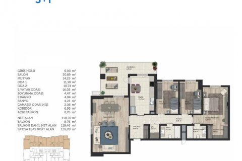 آپارتمان در  Istanbul ، امارات متحده عربی 3 خوابه ، 186 متر مربع.  شماره 64550 - 8