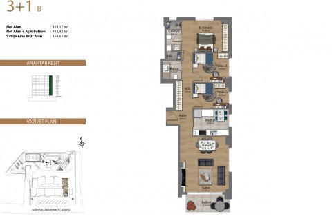 آپارتمان در  Istanbul ، امارات متحده عربی 3 خوابه ، 168 متر مربع.  شماره 67328 - 2