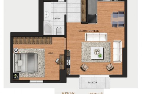 آپارتمان در  Istanbul ، امارات متحده عربی 1 خوابه ، 72 متر مربع.  شماره 67143 - 7