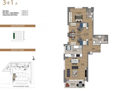 آپارتمان در  Istanbul ، امارات متحده عربی 3 خوابه ، 193 متر مربع.  شماره 67329 - 12