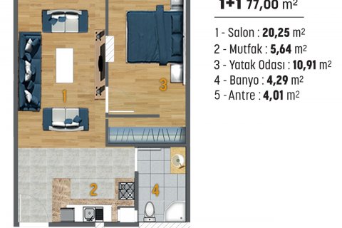 آپارتمان در  Istanbul ، امارات متحده عربی 1 خوابه ، 76 متر مربع.  شماره 62903 - 9