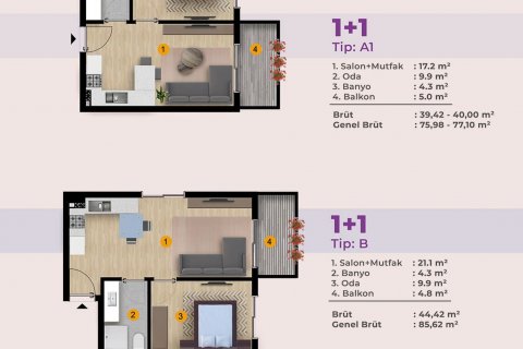 آپارتمان در  Izmir ، امارات متحده عربی 1 خوابه ، 33 متر مربع.  شماره 64539 - 12