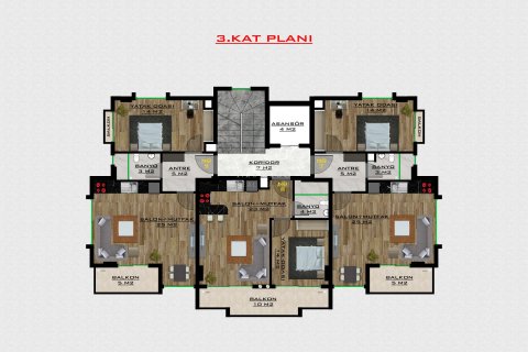 آپارتمان در در Residential complex in the Cikcilli area with all the necessary social facilities nearby Alanya ، امارات متحده عربی 2 خوابه ، 87 متر مربع.  شماره 64039 - 6