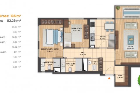 آپارتمان در  Istanbul ، امارات متحده عربی 2 خوابه ، 135 متر مربع.  شماره 64554 - 7
