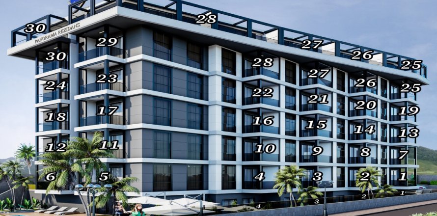 آپارتمان در Kargicak،  Alanya ، امارات متحده عربی 1 خوابه ، 68 متر مربع.  شماره 63540