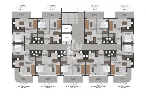 آپارتمان در  Kestel ، امارات متحده عربی 1 خوابه ، 60 متر مربع.  شماره 64631 - 17