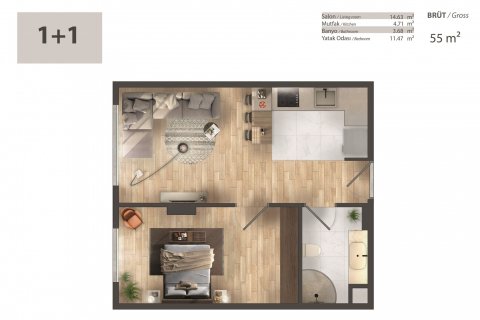 آپارتمان در  Istanbul ، امارات متحده عربی 1 خوابه ، 55 متر مربع.  شماره 62742 - 20