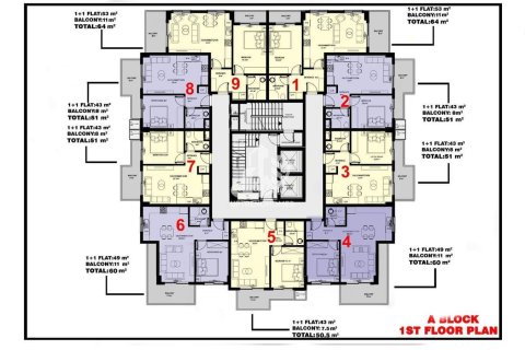 آپارتمان در  Mahmutlar ، امارات متحده عربی 1 خوابه ، 47 متر مربع.  شماره 67630 - 22