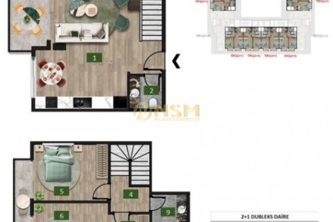 آپارتمان در  Alanya ، امارات متحده عربی 1 خوابه ، 56 متر مربع.  شماره 70371 - 2