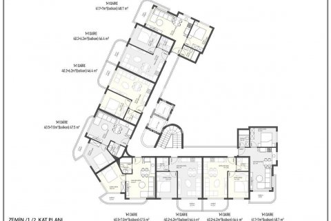 آپارتمان در  Oba ، امارات متحده عربی 1 خوابه ، 52 متر مربع.  شماره 70851 - 22