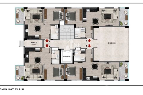 آپارتمان در  Gazipasa ، امارات متحده عربی 1 خوابه ، 50 متر مربع.  شماره 67037 - 8