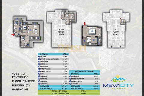 آپارتمان در  Alanya ، امارات متحده عربی 1 خوابه ، 46 متر مربع.  شماره 68338 - 3