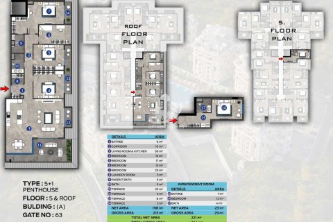 آپارتمان در  Oba ، امارات متحده عربی 1 خوابه ، 46 متر مربع.  شماره 67034 - 19