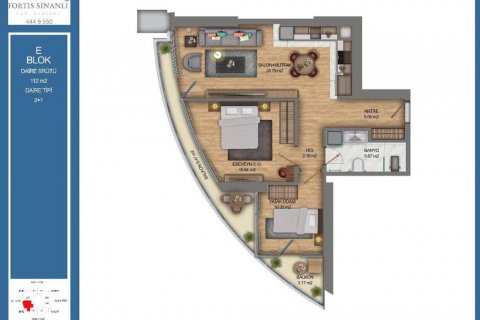 آپارتمان در Kadikoy،  Istanbul ، امارات متحده عربی 2 خوابه ، 112 متر مربع.  شماره 71836 - 6