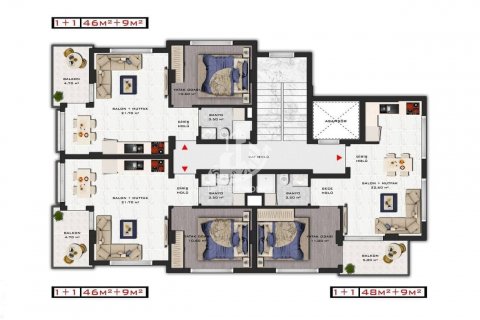 آپارتمان در  Oba ، امارات متحده عربی 1 خوابه ، 55 متر مربع.  شماره 69202 - 10