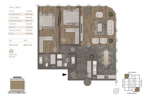 آپارتمان در  Istanbul ، امارات متحده عربی 2 خوابه ، 166 متر مربع.  شماره 67751 - 16