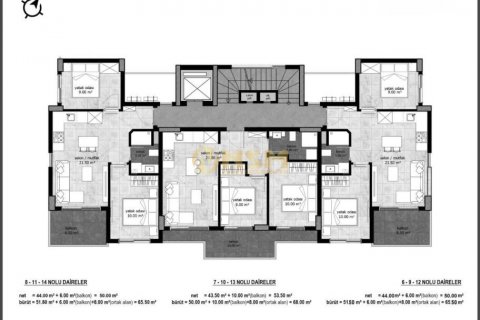 آپارتمان در  Alanya ، امارات متحده عربی 2 خوابه ، 49 متر مربع.  شماره 70406 - 3