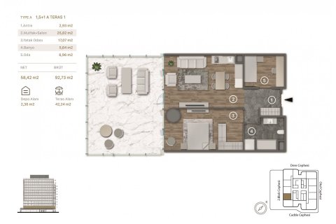 آپارتمان در  Istanbul ، امارات متحده عربی 1 خوابه ، 93 متر مربع.  شماره 67749 - 15