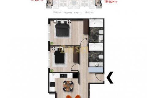 آپارتمان در  Alanya ، امارات متحده عربی 1 خوابه ، 56 متر مربع.  شماره 70371 - 13