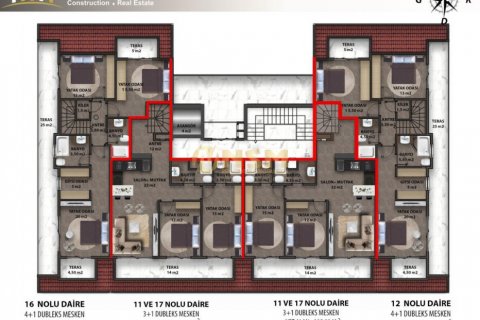 آپارتمان در  Alanya ، امارات متحده عربی 1 خوابه ، 61 متر مربع.  شماره 70400 - 7