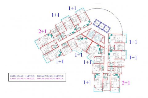آپارتمان در  Avsallar ، امارات متحده عربی 1 خوابه ، 50 متر مربع.  شماره 69520 - 21