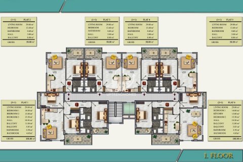 آپارتمان در  Oba ، امارات متحده عربی 1 خوابه ، 52 متر مربع.  شماره 69842 - 14