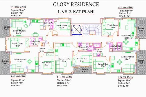 آپارتمان در در Glory Boutique &#8212; уютная бутик-резиденция на 20 квартир в Демирташе Аланья Alanya ، امارات متحده عربی 3 خوابه ، 118 متر مربع.  شماره 69038 - 24