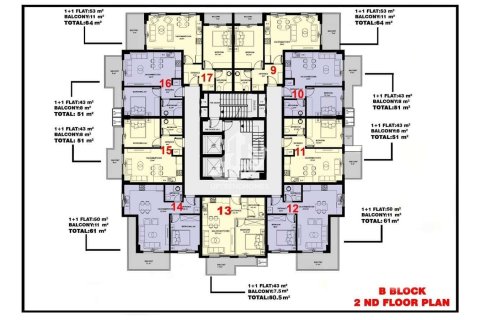 آپارتمان در  Mahmutlar ، امارات متحده عربی 1 خوابه ، 47 متر مربع.  شماره 67630 - 26