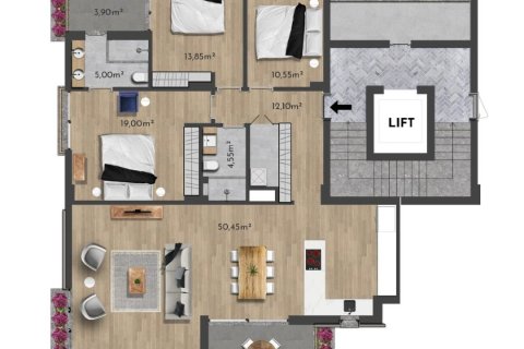 آپارتمان در  Side ، امارات متحده عربی 3 خوابه ، 281.3 متر مربع.  شماره 73548 - 4
