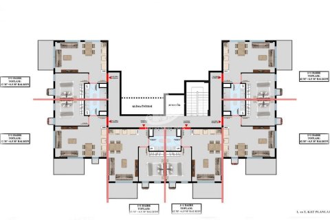 آپارتمان در  Oba ، امارات متحده عربی 1 خوابه ، 50 متر مربع.  شماره 73321 - 23