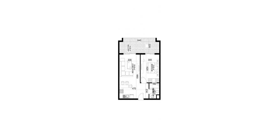 آپارتمان در در یکتا کینگدام پرمیوم Mahmutlar ، امارات متحده عربی 1 خوابه ، 68 متر مربع.  شماره 72769