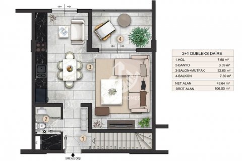 آپارتمان در  Gazipasa ، امارات متحده عربی 1 خوابه ، 45 متر مربع.  شماره 76501 - 20