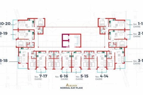آپارتمان در  Avsallar ، امارات متحده عربی 1 خوابه ، 53 متر مربع.  شماره 73457 - 30