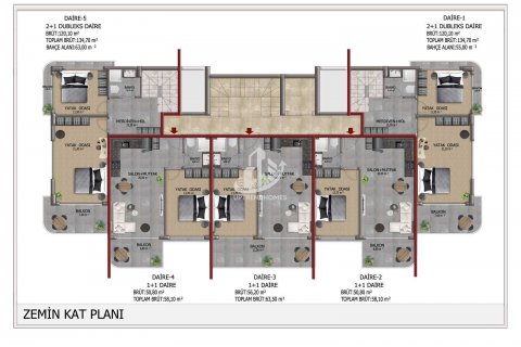 آپارتمان در  Kestel ، امارات متحده عربی 1 خوابه ، 58 متر مربع.  شماره 76502 - 18