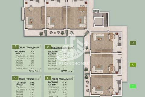 آپارتمان در  Alanya ، امارات متحده عربی 2 خوابه ، 126 متر مربع.  شماره 76357 - 28