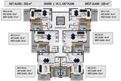 آپارتمان در  Oba ، امارات متحده عربی 1 خوابه ، 52 متر مربع.  شماره 73620 - 28