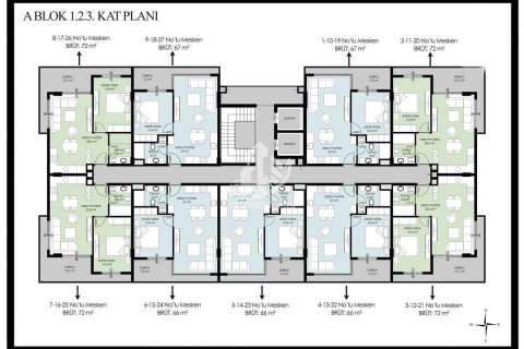آپارتمان در Kargicak،  Alanya ، امارات متحده عربی 1 خوابه ، 66 متر مربع.  شماره 75121 - 18