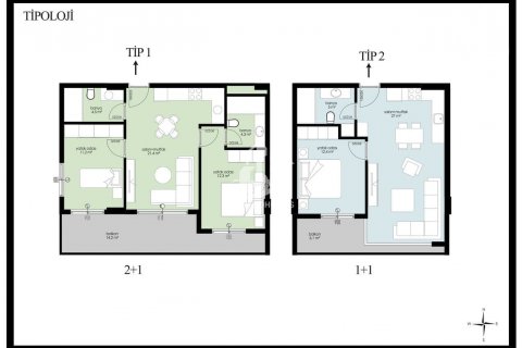 آپارتمان در Kargicak،  Alanya ، امارات متحده عربی 1 خوابه ، 66 متر مربع.  شماره 75121 - 27