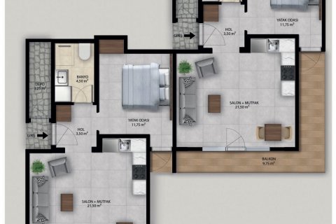 آپارتمان در  Bodrum ، امارات متحده عربی 1 خوابه ، 56.25 متر مربع.  شماره 75090 - 5