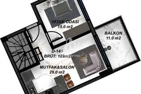 آپارتمان در  Gazipasa ، امارات متحده عربی 1 خوابه ، 60 متر مربع.  شماره 77692 - 13