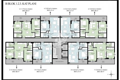 آپارتمان در Kargicak،  Alanya ، امارات متحده عربی 1 خوابه ، 66 متر مربع.  شماره 75121 - 24