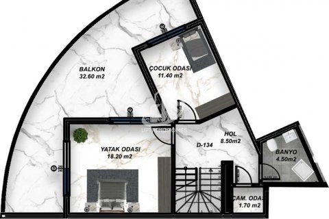 آپارتمان در  Gazipasa ، امارات متحده عربی 1 خوابه ، 60 متر مربع.  شماره 77692 - 21