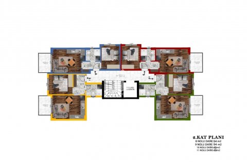 آپارتمان در  Gazipasa ، امارات متحده عربی 1 خوابه ، 55 متر مربع.  شماره 83642 - 14
