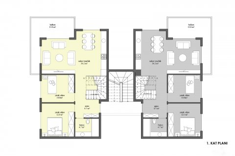 آپارتمان در  Side ، امارات متحده عربی 2 خوابه ، 74 متر مربع.  شماره 81361 - 9