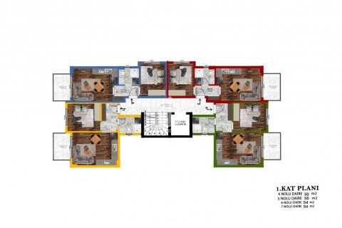 آپارتمان در  Gazipasa ، امارات متحده عربی 1 خوابه ، 55 متر مربع.  شماره 83642 - 15