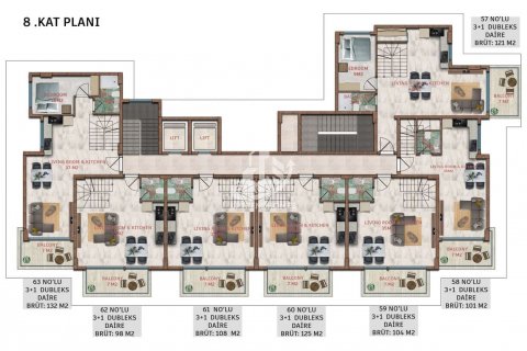 آپارتمان در Demirtas،  Alanya ، امارات متحده عربی 1 خوابه ، 50 متر مربع.  شماره 83639 - 30