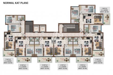 آپارتمان در Demirtas،  Alanya ، امارات متحده عربی 1 خوابه ، 50 متر مربع.  شماره 83639 - 29